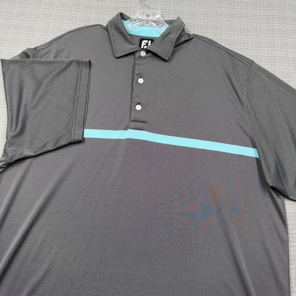 FootJoy Other - FootJoy Polo Shirt Mens 2XL Gray Blue Stripe Golf Performance Short Sleeve